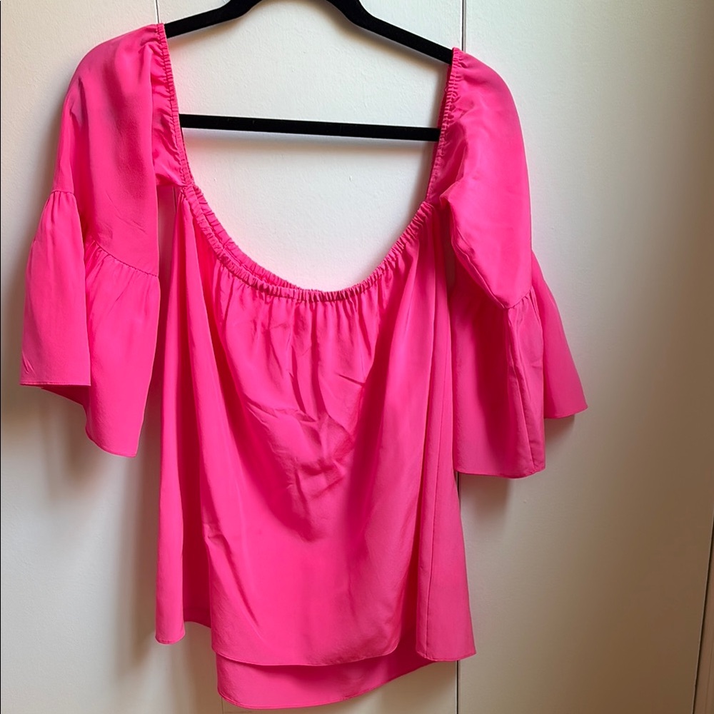 Lilly Pulitzer Pink Off the Shoulder Silk Blouse Size M
